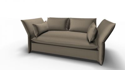 Mariposa Sofa, ein dunkelblaues 2-Sitzer Sofa von Vitra mit weichen Kissen.